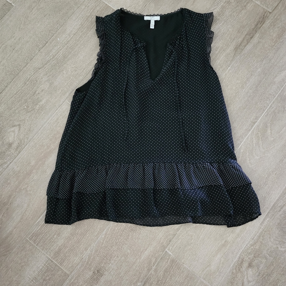 Joie Polka Dot Silk Peplum Top